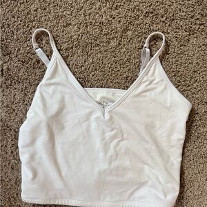 White V-Neck Camisole Top with Built in Bra